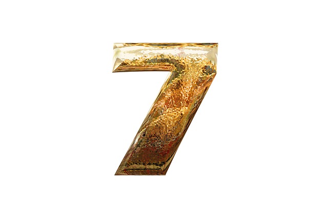 zlatá lesklá číslice 7